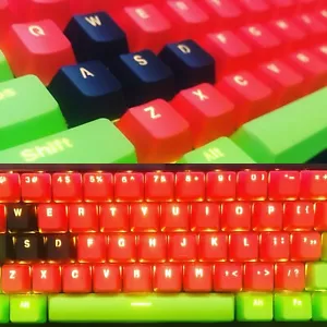 Red, Black, Green PBT Double-shot Keycaps Set Cherry Profile - Picture 1 of 3