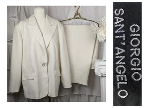 Giorgio Sant’ Angelo Womens Ivory Pinstripe Pant Suit Size 24W - Picture 1 of 4