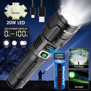 Super Bright 500000LM LED Tactical Flashlight Rechargeable Powerful Light Torch - Picture 1 of 11