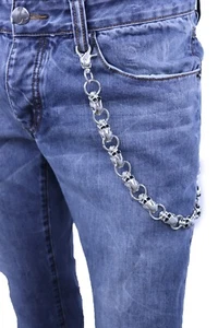 Glitzer Herren Schlüsselanhänger Geldbörse Kette Silber Metall Totenkopf Charms Jeans Biker Modeschmuck - Bild 1 von 22