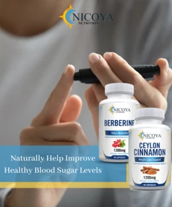 Berberine+Cinnamon- Blood Sugar, Healthy Glucose level & Cardiovascular Support - Picture 1 of 11
