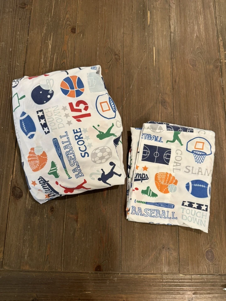 Circo Kids Twin Fitted Sheet Pillowcase Sports Theme Microfiber - Image 1 of 4