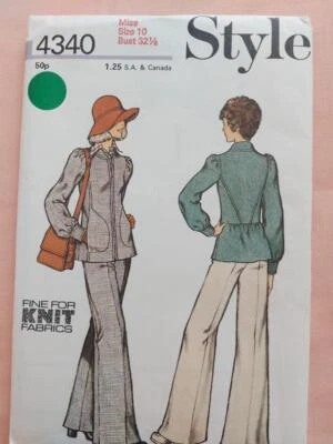Style 4340 Vintage Misses' Jackets & Trousers Pattern Size 10 - Image 1 of 2
