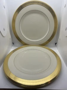 Vintage Set Of 5 Lenox Westchester Old Gold Stamp Dinner Plates EUC - Picture 1 of 19