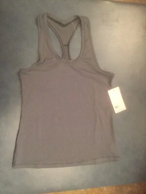 Camiseta sin mangas Danskin para mujer S azul y gris micro rayas espalda corredor nueva con etiquetas Foto 1 de 4