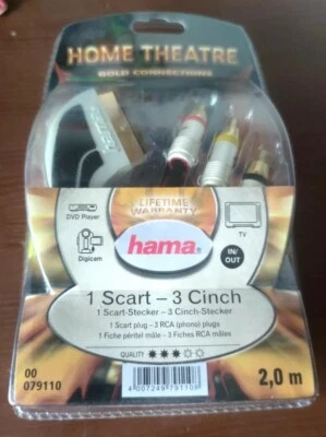 High quality gold plated  HAMA 2M SCART  -  RCA CABLE made in Germany - Image 1 of 4