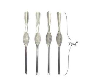 4 pcs Crab Claw Leg Pick Seafood Lobster Tool Fork 7 3/4" Silver NEW JW - Picture 1 of 3
