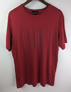 Icebreaker Superfine 190 Merino Wool Red Large T Shirt Short Sleeve Lines