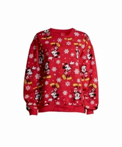 Disney Junior's Red Mickey Snowflake Holiday Christmas Sweatshirt Size XXL 19 - Picture 1 of 5