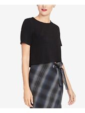Rachel Roy Womens Black Short Sleeve JEWEL Neck Crop Top Size XXL