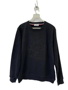 Moncler Sweatshirt mit geprägtem Logo Rundhalsausschnitt schwarz Herren XL dreifarbiger Besatz #121 - Bild 1 von 10