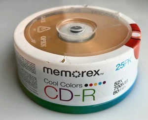 Memorex CD-R Cool Colors 700Mb 52x  Recordable Discs – New, Sealed (25 Pack) - Picture 1 of 4