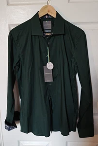 Camisa Larsson & Co Stockholm Para Hombres Verde Calce Ajustado - Talla Mediana - Nueva con Etiquetas - Imagen 1 de 10