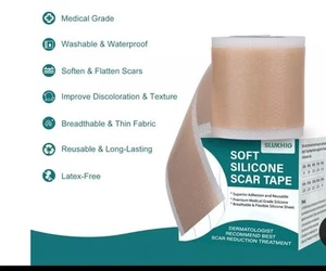 Silicone Scar Tape Gel Sheets Strips Surgical Keloid Removal Patches 1.6” X 158” - Picture 1 of 4