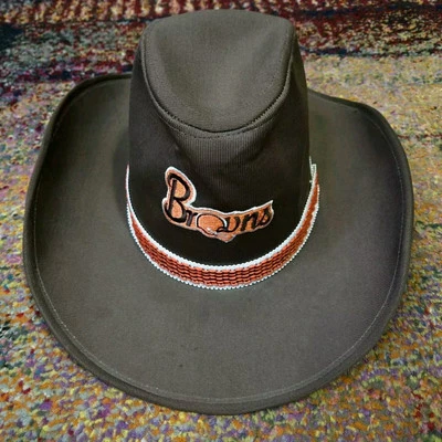 Chapéu vintage anos 80 Cleveland Browns Cowboy Western futebol americano NFL aba larga média década de 1980 - Imagem 1 de 4