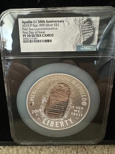 2019 Apollo 11 50th Anniversary 5 oz .999 Silver Dollar NGC PF 70 Ultra Cameo - Picture 1 of 2