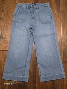 Susan Graver Jeans Womens 8 Blue Cropped Denim Wide Leg - Picture 1 of 4