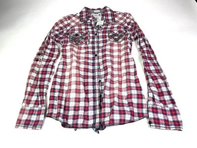 Camisa feminina Roar bordada com botão frontal manga longa ocidental zíper traseiro M nova com etiquetas - Imagem 1 de 4