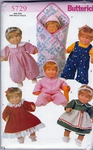 "Patrón de costura Butterick 5729 para ropa de muñeca corte talla única de 14"-18""" - Imagen 1 de 2