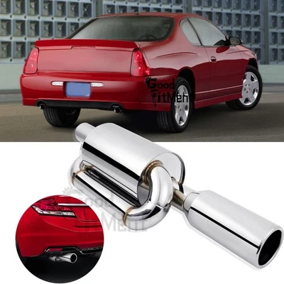 For Chevy Monte Carlo SS Chrome Twin Loop Exhaust Muffler 2.5" Inlet 4.0" Tip US Foto 1 de 4