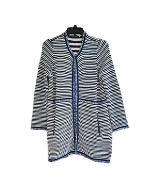 Nueva Chaqueta Cárdigan Ivanka Trump Azul Blanco con Bolsillos con Cremallera Talla Grande Foto 1 de 4