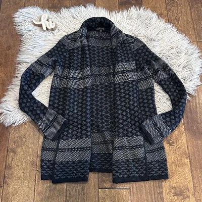 BCBGMAXAZRIA Shadia Textured Jacquard Sweater Coat Black Gray Size Small - Image 1 of 4