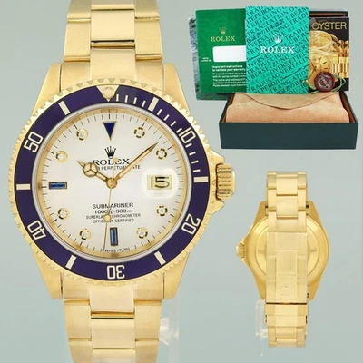 Коробка для часов Rolex Submariner Silver Diamond Dial 16808 Oyster желтое золото 40 мм - Изображение 1 из 4