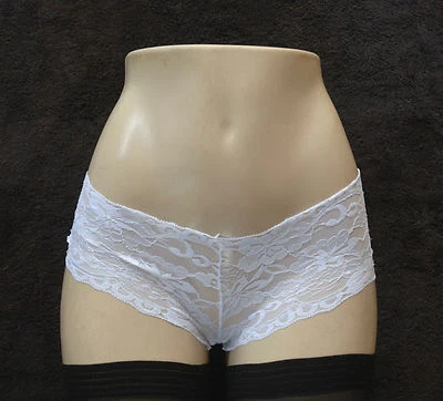 LA Fashion Stretch Lace Tanga White Hipster Sleep Short Size Medium/Large - Image 1 of 2