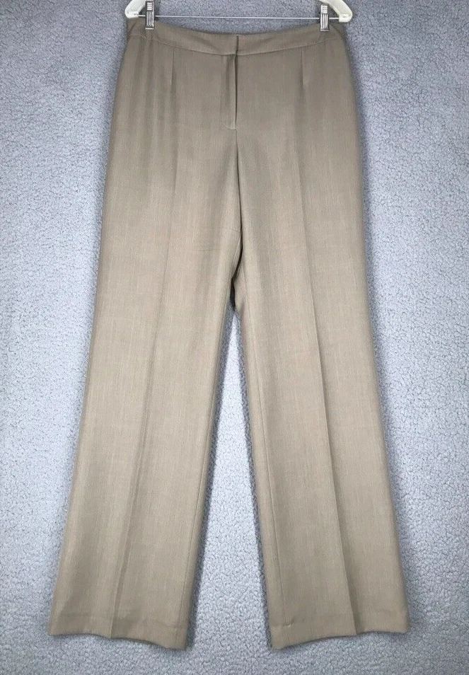 Le Suit Dress Slacks Women Size 8 Lined Career Loose Straight Leg Tan - Image 1 of 4