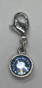 Simulated Blue Sapphire Bezel Charm W/Lobster Clasp Bracelet Necklace 7/8” - Picture 1 of 4