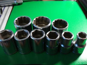 CHALLENGER Vintage 1/2" Drive 6 Point & 12 Point Socket Group 9 Pieces Canada - Bild 1 von 3