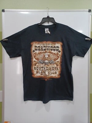 2006 Vntg Deadwood SD Men's Lg Black Double Sided Graphic Black Hills Ralley Tee - Image 1 of 4