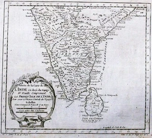 Antike Landkarte, Bellin, Suite de la carte de L'Inde en deca du Gange - Bild 1 von 1