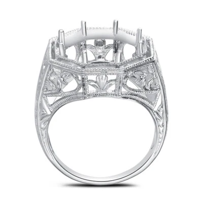 No Plated Sterling Silver Round 13mm Solitaire Classic Women's Semi Mount Ring - Image 1 of 4