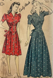 1942 Du Barry 2744B Dress or Housecoat Sewing Pattern Size 18 Unprinted FF - Picture 1 of 4