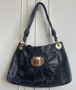 Borsa a mano B. Makowsky Trapuntata In Pelle Nera Hardware Oro COME NUOVA SENZA ETICHETTE Eccellente! - Foto 1 di 16