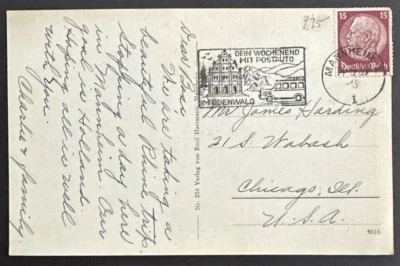 Germany 1939 Sc# 394 Used Postcard Mannheim to Chicago - Image 1 of 2