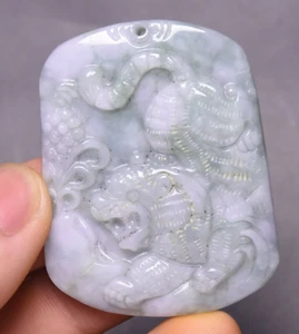 5CM Chinese Jadeite Emerald Carving Zodiac Year Animal Tiger Amulet pendant - Picture 1 of 4