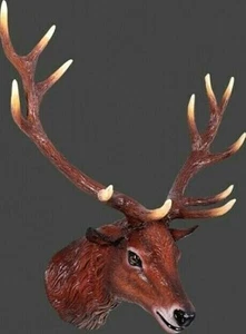 STAG HEAD Figure Statue Sculpture Wild Country MALE DEER BUCK with ANTLERS - Picture 1 of 2