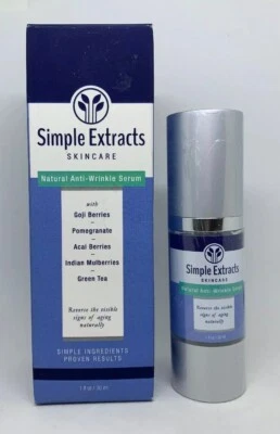 Simple Extracts Skincare Natural Sérum Antirrugas, Redutor de Linha, 1 fl.oz Novo Na Caixa - Imagem 1 de 4