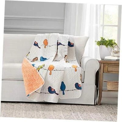  Rowley Birds Reversible Throw Blanket, 50" W x 60" L, Multi - Multicolor - Image 1 of 4