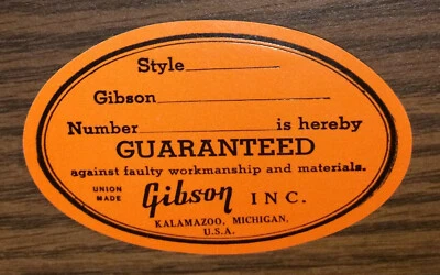 Etiqueta Gibson Naranja, calcomanía de papel original nuevo stock antiguo, no repro, piezas de guitarra Foto 1 de 3
