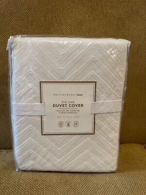 Funda nórdica Pottery Barn Teen Zig Zag Twin/Twin XL blanca ¡Preciosa! Foto 1 de 4