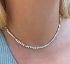 14K Gold Over 12.00TCW Diamond Tennis Necklace 18" Lab Created Beautiful Choker - Picture 1 of 6
