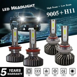 Combo LED Headlight Bulbs 9005 H11 for Pickup Silverado 1500 2500 High Low Beam - Picture 1 of 12