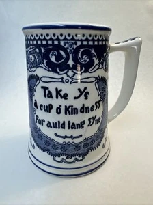 Vtg Enesco Imports Blue & white Delft Large Mug NOS “Take a Cup O’ Kindness” - Picture 1 of 10