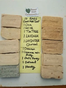 10 BARS GOAT MILK SOAP PURE ESSENTIAL OIL HANDMADE HAPPY GOAT CREAMERY CHEAP - Picture 1 of 12