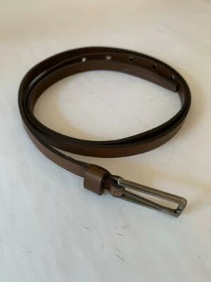 MARNI Chestnut Brown Leather Loop Front Skinny BELT  43" L  7/16" W  Size S - Image 1 of 4