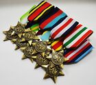 Wspaniały kompletny zestaw 9 medali i wstążek kampanii brytyjskiej gwiazd 1939-1945 II wojna światowa 
