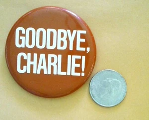 Auf Wiedersehen, Charlie! Braun Weiß Vintage Pinback/Knopf/Abzeichen 2,5" - Bild 1 von 2